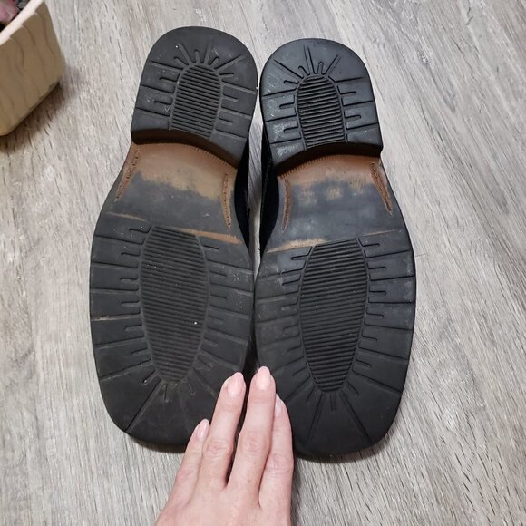 E Collection * Men's Black Leather Slip On Shoes 8 - Picture 9 of 10